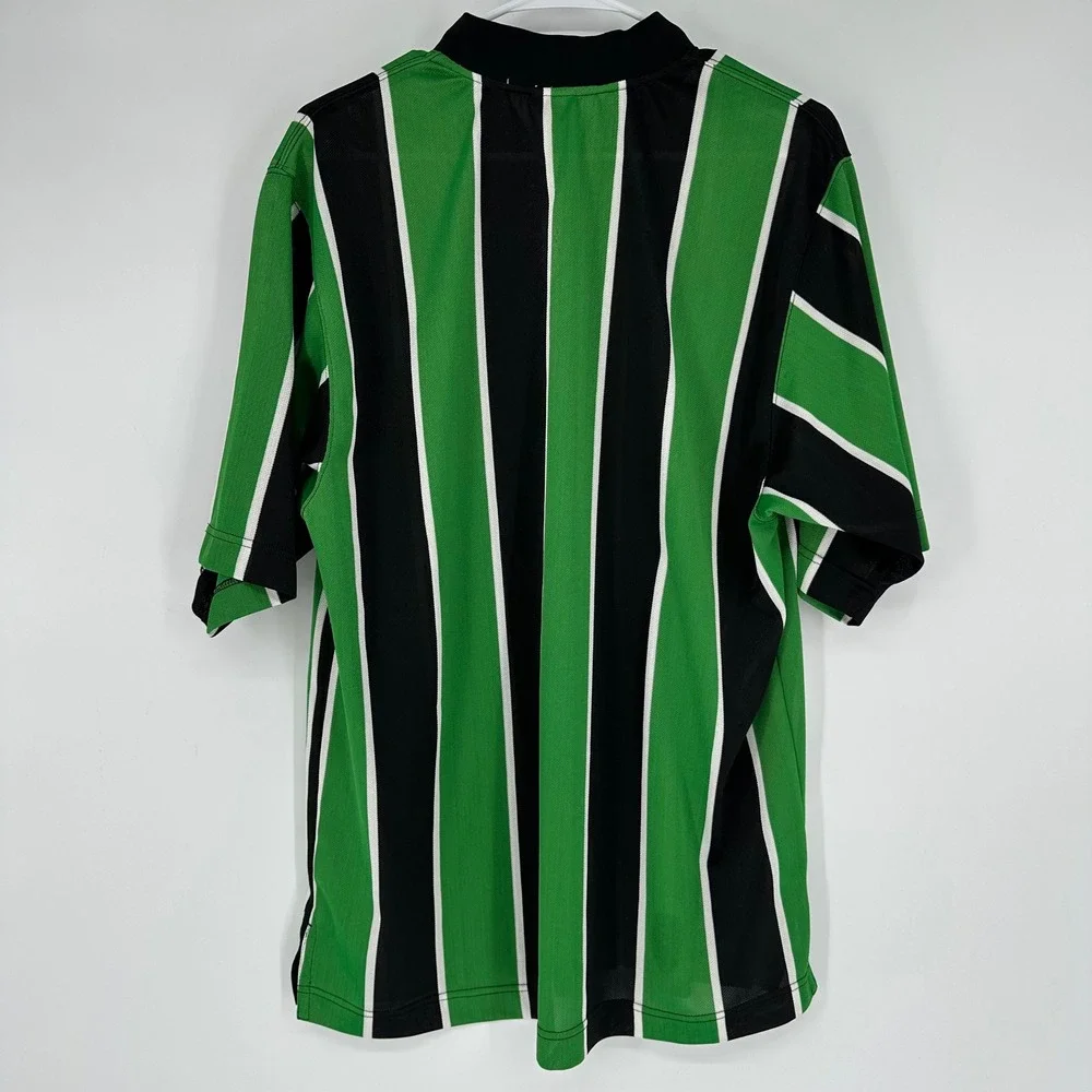 Vintage 90s Nike Team Soccer Striped Jersey Green Black White Mesh Mens Medium